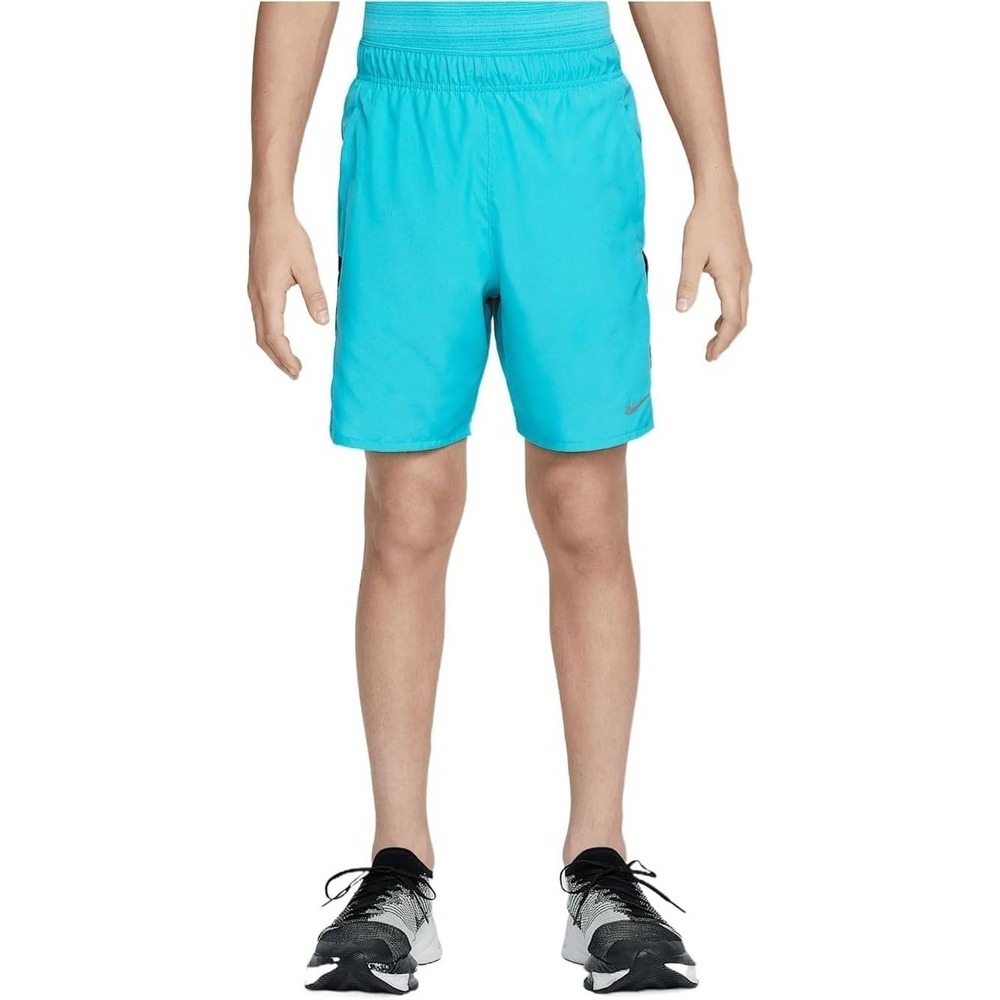 Nike Boys Dri-FIT Challenger Running Shorts Teal Blue Black Mesh Size S